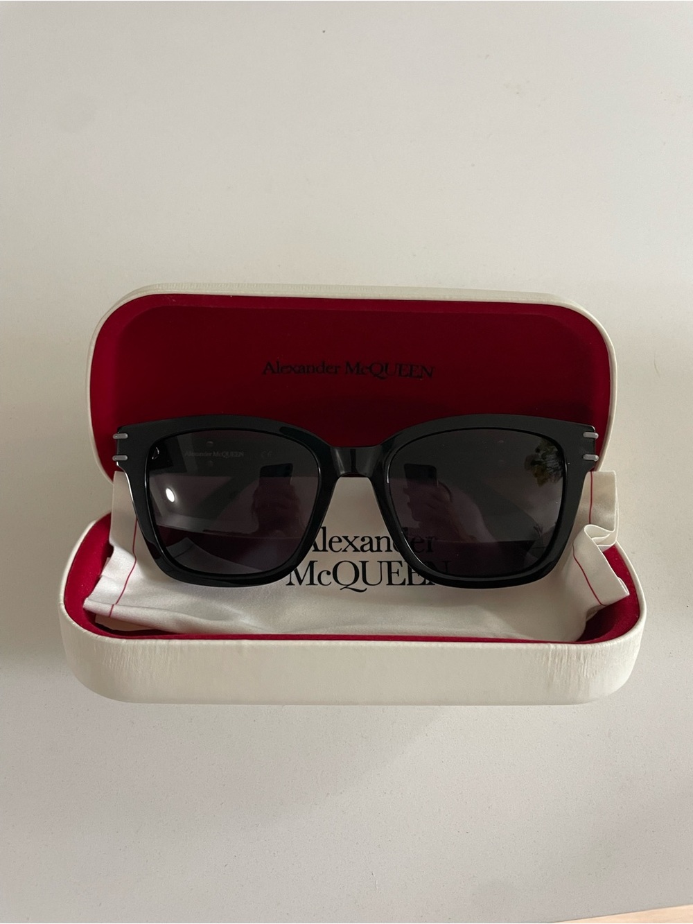 Alexander McQueen Black Oversized Square Women's Sunglasses